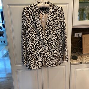 Talbots Black and White Animal Print Blazer